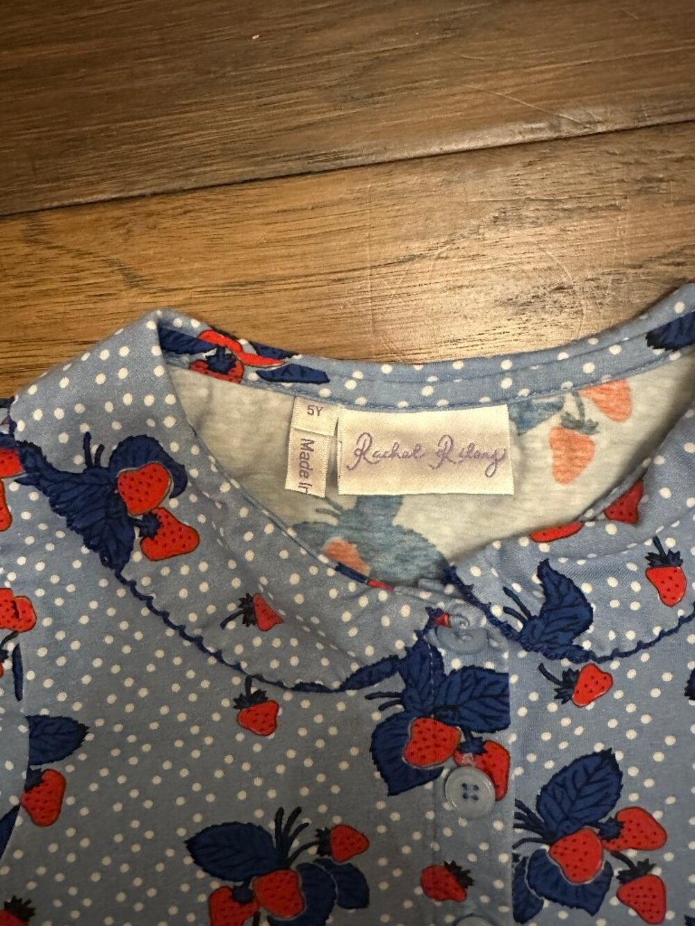 Rachel Riley Blue Strawberry Dress - Picture 2 of 3